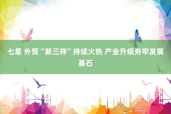 七星 外贸“新三样”持续火热 产业升级夯牢发展基石