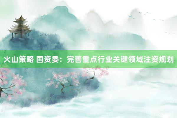 火山策略 国资委：完善重点行业关键领域注资规划