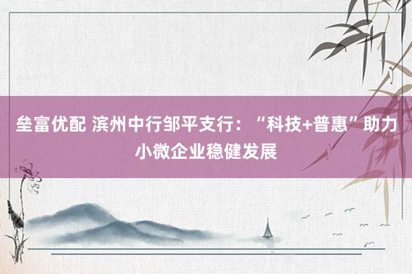 垒富优配 滨州中行邹平支行：“科技+普惠”助力小微企业稳健发展